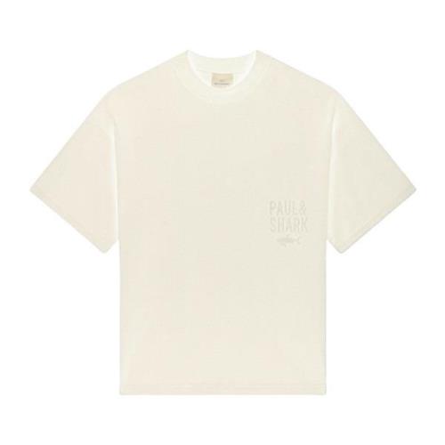 Wit Katoenen T-Shirt Regular Fit Paul & Shark , White , Heren