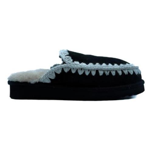 Zwarte Eskimo Stitching Klomp Laarzen Mou , Black , Dames