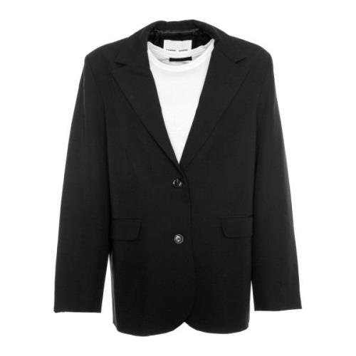 Blazer met gebroken kraag en zakken Samsøe Samsøe , Black , Heren