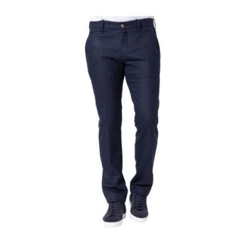 Marineblauwe Flanellen Slim Fit Broek Jacob Cohën , Blue , Heren