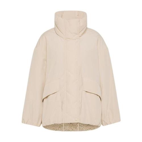 Omkeerbare Synthetisch Leren en Katoenen Jas OOF Wear , Beige , Dames