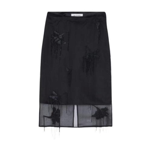 Tulpen Organza Rok Versierd Zwart Róhe , Black , Dames