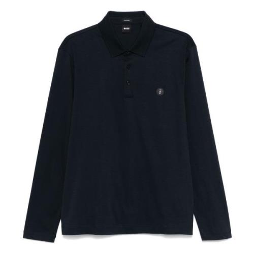 Katoenen poloshirt met geborduurd logo Hugo Boss , Blue , Heren