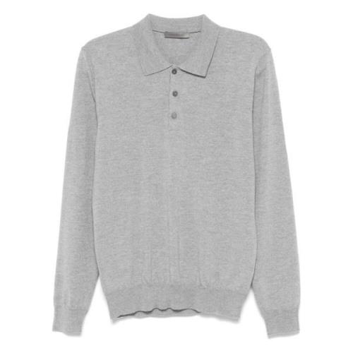 Wollen Polo Shirt 3 Knopen Stijl Corneliani , Gray , Heren