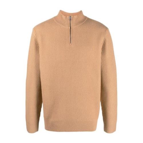 Merino Wol Half-Zip Gebreide Kleding A.p.c. , Beige , Heren