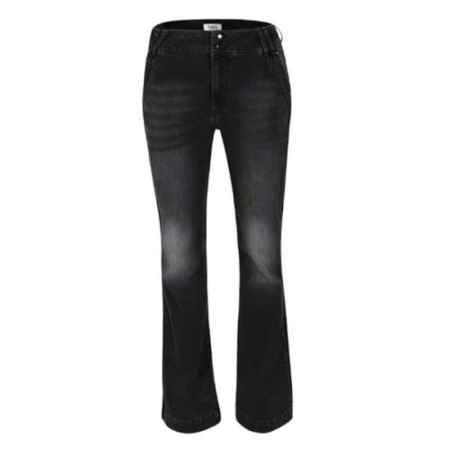 Flare denim jeans met 5 zakken DNM Pure , Black , Dames