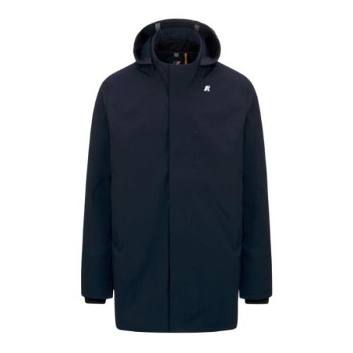 Middellange heren parka met afneembare capuchon K-Way , Blue , Heren