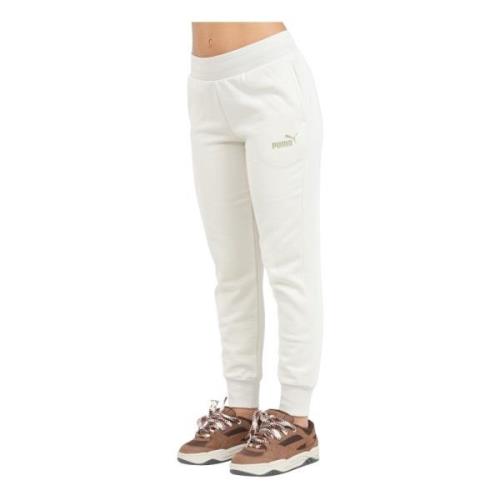 Sportieve Glitter Logo Broek Puma , White , Dames