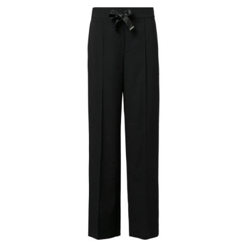 Elegante stoffen broek met strikceintuur Comma , Black , Dames