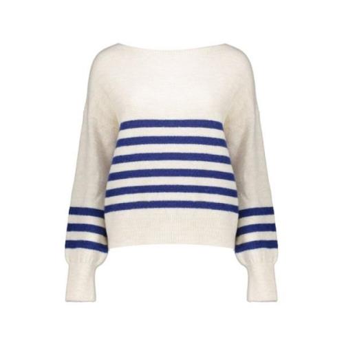 Gestreepte gebreide pullover in blauw lurex Geisha , White , Dames