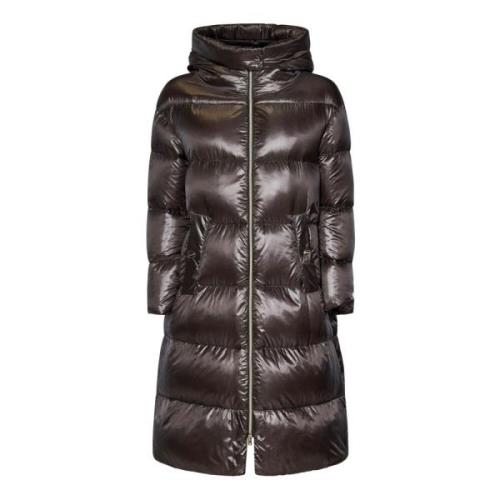 Bruine parka met ganzendonsvulling Herno , Brown , Dames