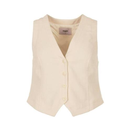 Beige Mouwloos Glitter V-Hals Gilet Freebird , Beige , Dames