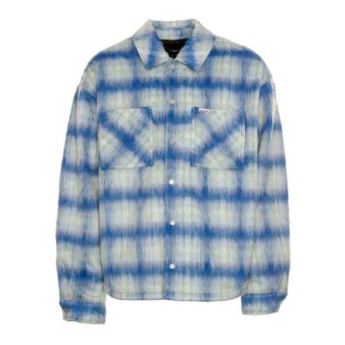 Gewatteerd Overshirt met Drukknoopsluiting Represent , Blue , Heren