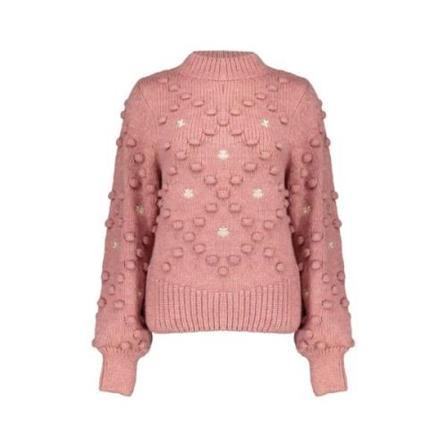 Gebreide Pullover met stippen en bloemen Geisha , Pink , Dames