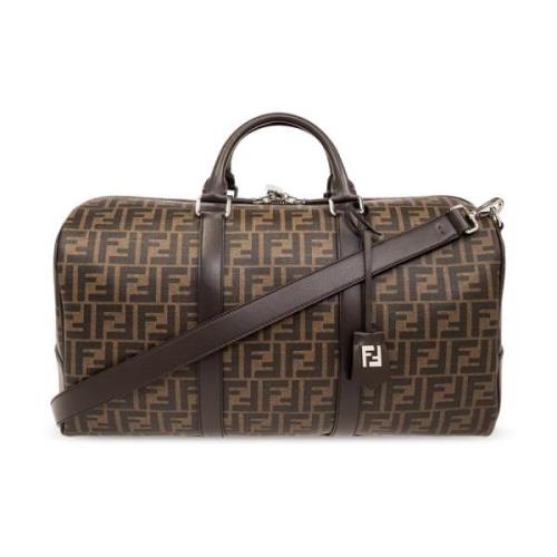 Duffeltas met logo Fendi , Brown , Heren