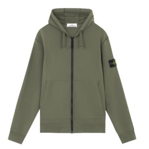 Capuchonkatoenen sweatshirt met rits Stone Island , Green , Heren