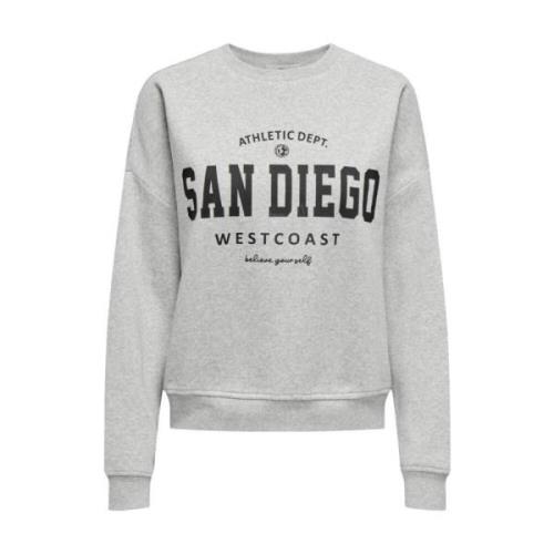 Life Crew Sweatshirt Lange Mouwen Only , Gray , Dames