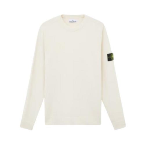 Geribbelde Wol Stretch Crewneck Sweatshirt Stone Island , Beige , Here...