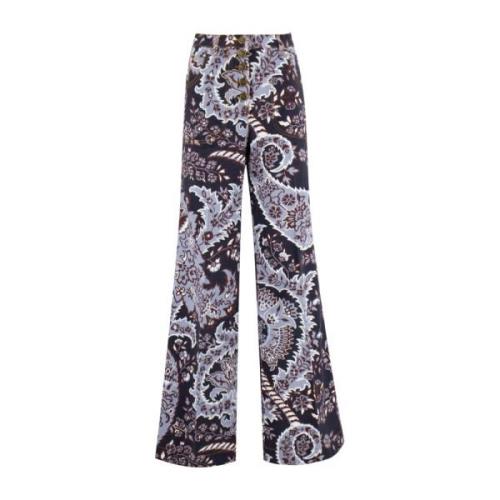 Bloemig Wijd Uitlopend Katoen Jacquard Denim Jeans Etro , Multicolor ,...