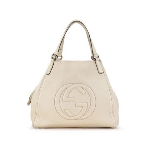 Pre-owned Leather totes Gucci Vintage , Beige , Dames