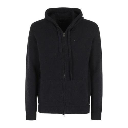 Ritssluiting Katoenen Hoodie Roberto Collina , Black , Heren