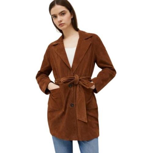 Suede Caban Jas Array Groot Marella , Brown , Dames