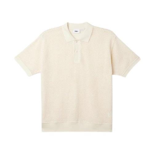 Luxe Mesh Katoenen Poloshirt Obey , Beige , Heren