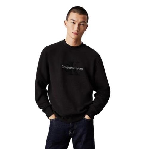 Heren Crewneck Sweatshirt met Monogram Calvin Klein Jeans , Black , He...