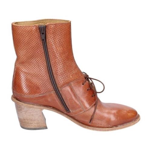 Vintage Leren Enkellaarzen voor Vrouwen Moma , Brown , Dames