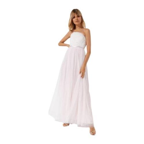 Strapless Maxi Jurk met Pailletten Needle & Thread , White , Dames