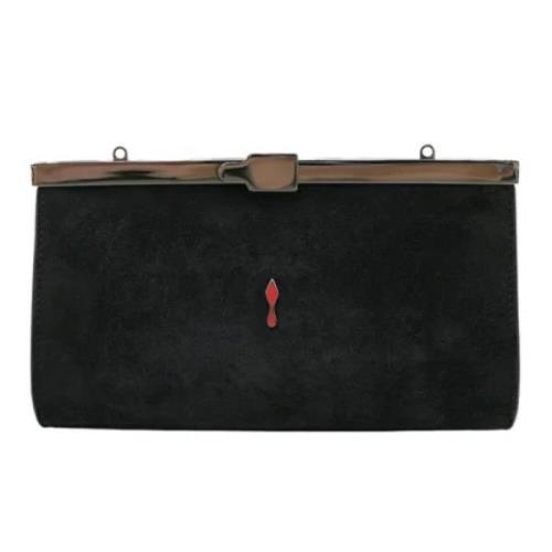 Pre-owned Suede clutches Christian Louboutin Pre-owned , Black , Dames