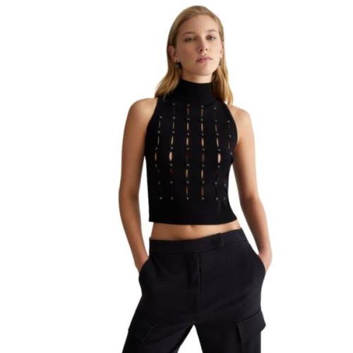 Sprankelende Gebreide Top met Strass Liu Jo , Black , Dames