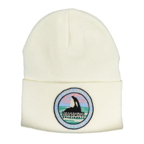 Witte Heren Beanie met Logo Applicatie Napapijri , White , Unisex