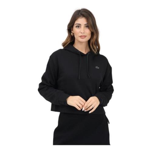 Zwarte Hoodie Sweater Sportieve Stijl Lacoste , Black , Dames