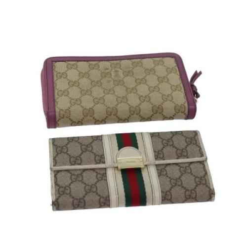 Pre-owned Canvas wallets Gucci Vintage , Beige , Dames