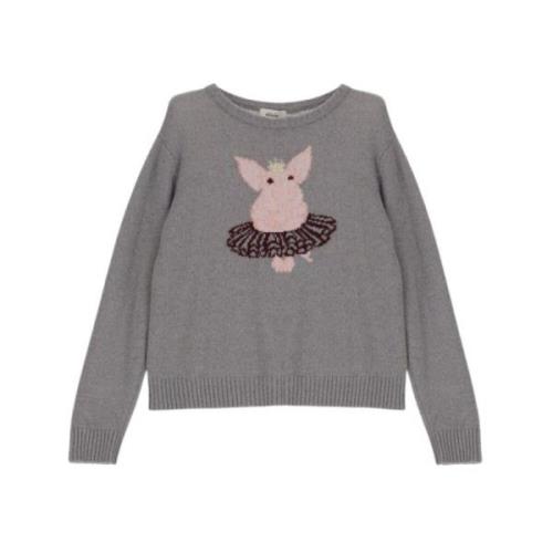 Grappige Ballerina Print Trui Dixie , Gray , Dames