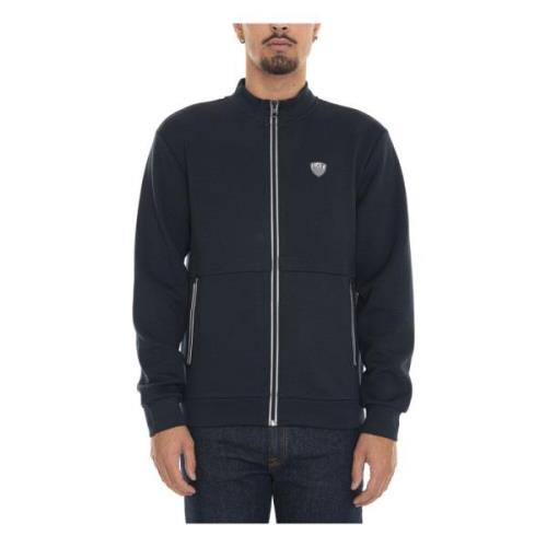 Contrast Zip Sweatshirt met Zijlogo Emporio Armani EA7 , Blue , Heren