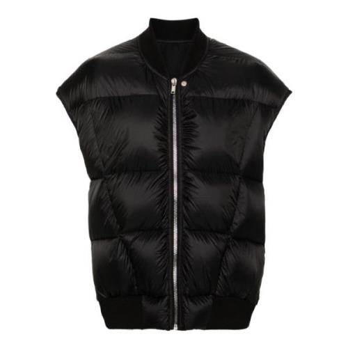 Zwarte Gewatteerde Dons Gilet Jas Rick Owens , Black , Heren