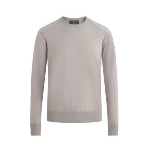 Merino Crewneck Jumper met Schouderdetails Belstaff , Gray , Heren