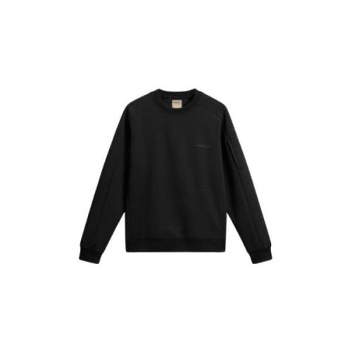 Tech Crewneck voor ultiem comfort Woolrich , Black , Heren