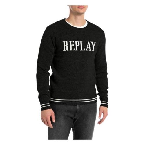 Heren Logo Trui Replay , Black , Heren