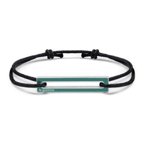 Groene gelakte koord armband Le Gramme , Black , Unisex