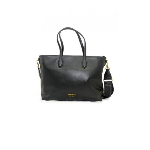 Zwarte PU Shopping Tas met Messing Details Marc Ellis , Black , Dames