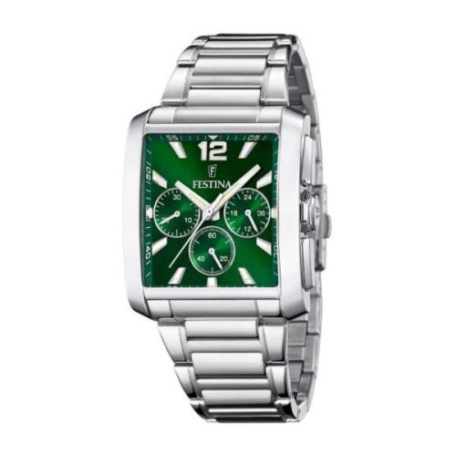 Groene Stalen Quartz Horloge 5Atm Festina , Gray , Heren