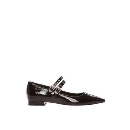 Zwarte Leren Mary Jane Schoenen Ovyé , Black , Dames