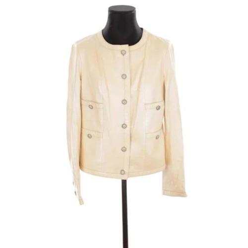 Pre-owned Leather outerwear Chanel Vintage , Beige , Dames