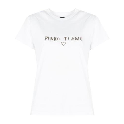 Minimalistisch T-shirt Pinko , White , Dames