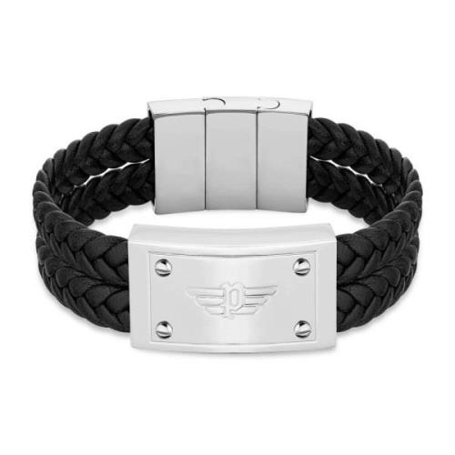 Heren Leren Zwart Armband 200mm Valoriou Peagb2214602 Police , Gray , ...