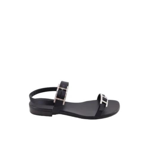 Pre-owned Leather sandals Hermès Vintage , Black , Dames