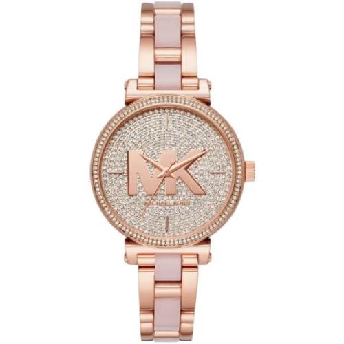 Roze Roestvrijstalen Dameskwarts Horloge Michael Kors , Pink , Dames